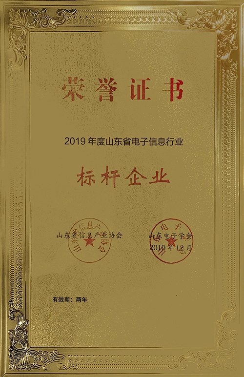 2019年度山東省電子信息行業(yè)標桿企業(yè)